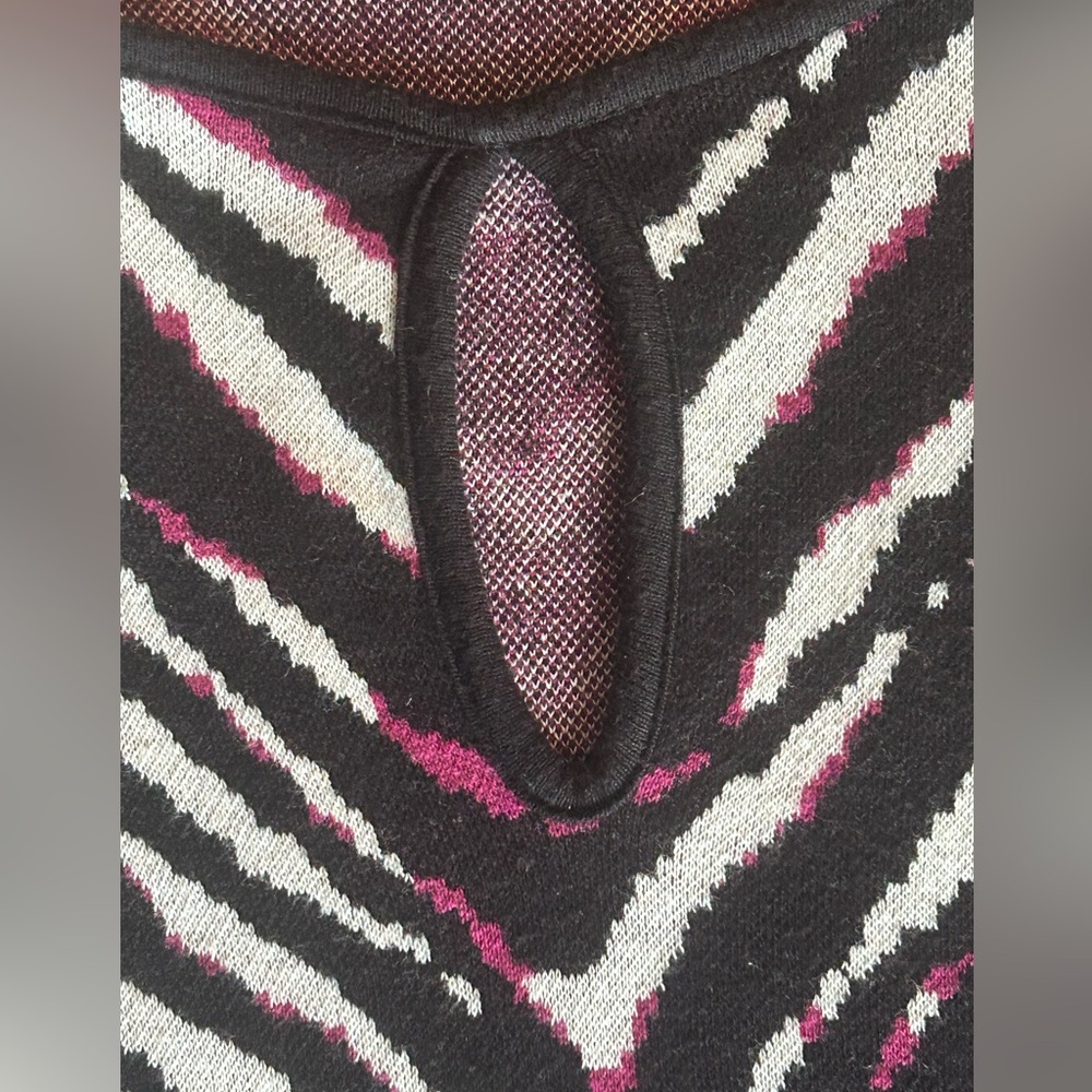 Dana Buchman Cotton SS Zebra Sweater M Black 3/4 Sleeve Career Casual Relaxed - Picture 3 of 11